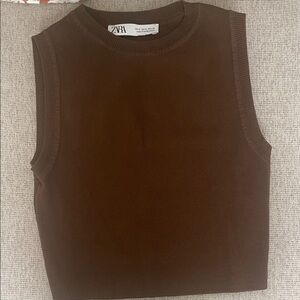 Zara Chocolate Brown Knit Tank